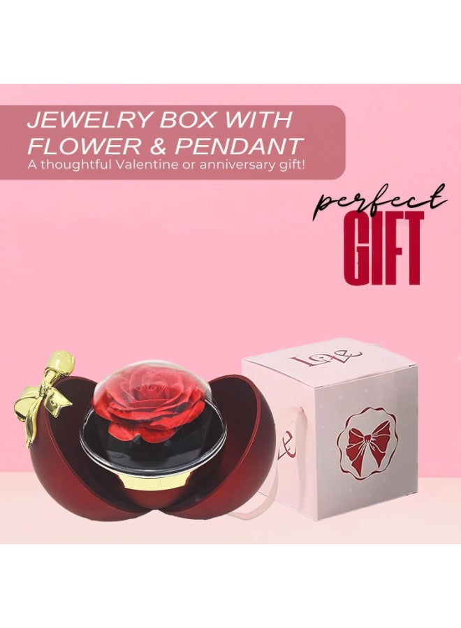 المنزل الذكي هوم سمارت وردة صناعية فاخرة مع قلادة في علبة مجوهرات كروية الشكل - هدية رومانسية مع علبة هدايا فاخرة للزوجة، والصديقة، والأم، والأخت في عيد الحب، وأعياد الميلاد، والذكرى السنوية، والمناسبات الخاصة. - Image 4